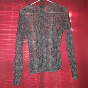 Express size M sheer snakeskin print top